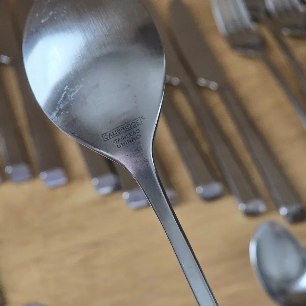 Cambridge Stainless Flatware Service for 9 Satin Tapered Handles 45 Piece Set